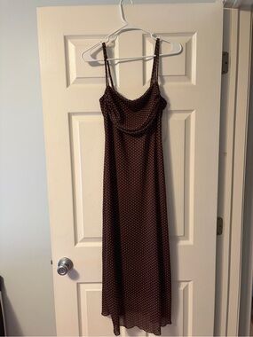 Brown Polka Dot Slip Dress